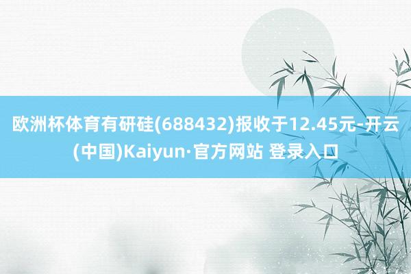 欧洲杯体育有研硅(688432)报收于12.45元-开云(中国)Kaiyun·官方网站 登录入口