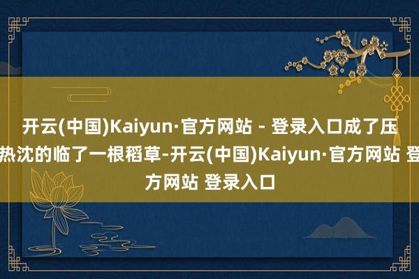 开云(中国)Kaiyun·官方网站 - 登录入口成了压死这段热沈的临了一根稻草-开云(中国)Kaiyun·官方网站 登录入口