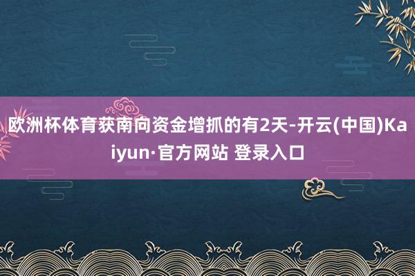 欧洲杯体育获南向资金增抓的有2天-开云(中国)Kaiyun·官方网站 登录入口