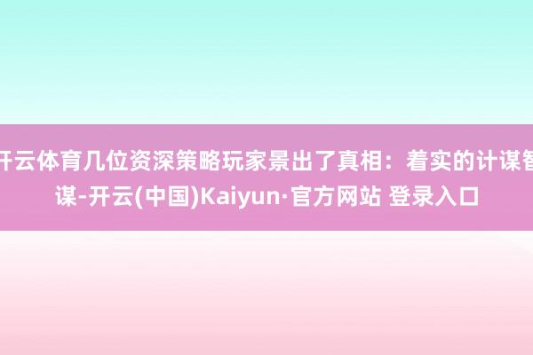 开云体育几位资深策略玩家景出了真相：着实的计谋智谋-开云(中国)Kaiyun·官方网站 登录入口