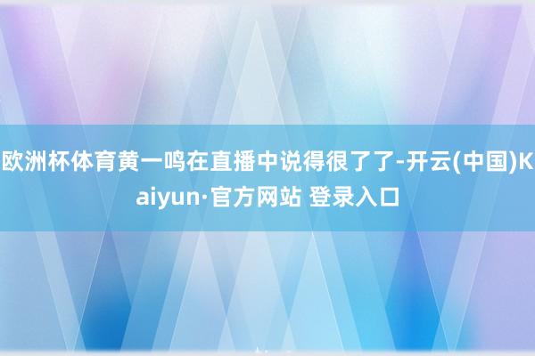 欧洲杯体育黄一鸣在直播中说得很了了-开云(中国)Kaiyun·官方网站 登录入口